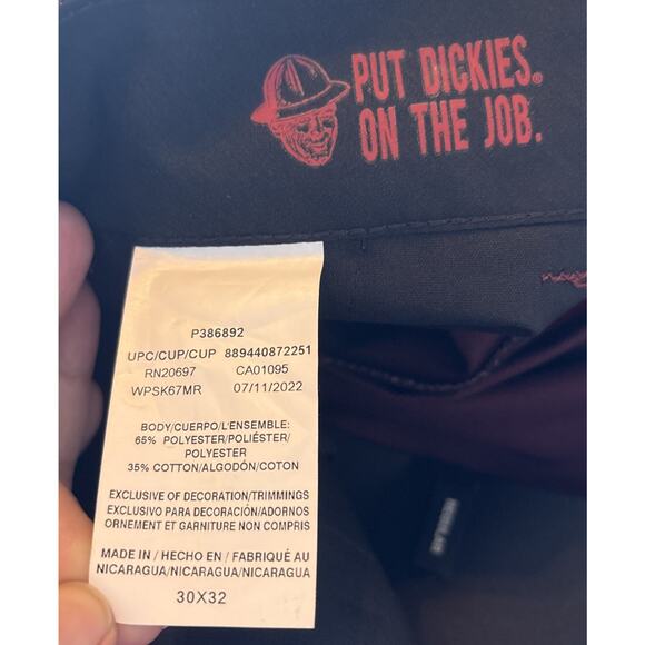 NWT Dickies Skateboarding Mens 30x32 Pants Maroon Burgundy Regular Fit New - Picture 8 of 8